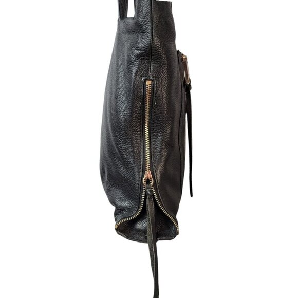 Vince Camuto Leather Shoulder Bag – Pebbled Black with Zip Accents - Picture 6 of 11